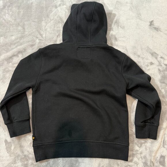 CAT Black Pullover Black Hoodie with Kangaroo Pockets Embroidered Logo Youth 5/6 - Picture 5 of 5